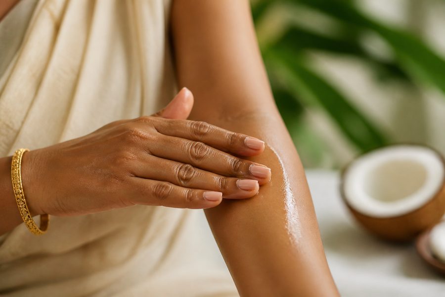 Applying oil to skin / hands